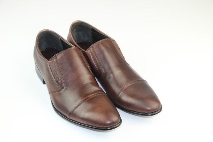 Mens Zasel Lani Coffee Brown Leather Slip On Loafers Mens Dress Work Shoes