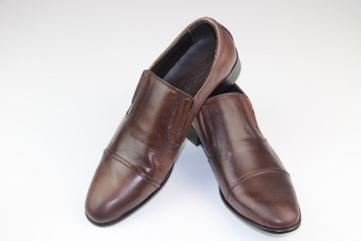 Mens Zasel Lani Coffee Brown Leather Slip On Loafers Mens Dress Work Shoes