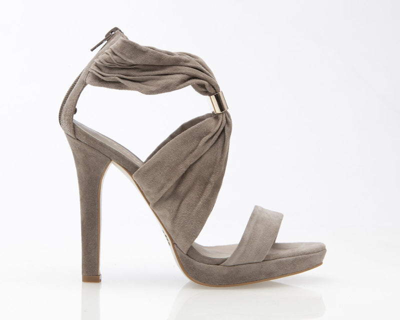 Zasel Peta Ladies Womens Beige Suede Leather High Heels Open Toe Dress Shoes