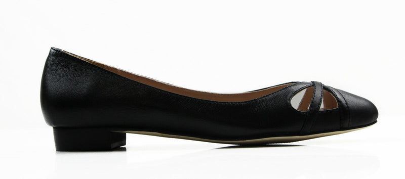 Womens Zasel Doris Black Leather Flats Work Dress Casual Shoes