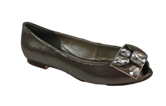 Womens Zasel Crystal Flats Silver