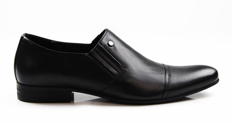 Mens Zasel Sami Black Leather Work Formal Casual Dress Loafers Slip On Men Shoes