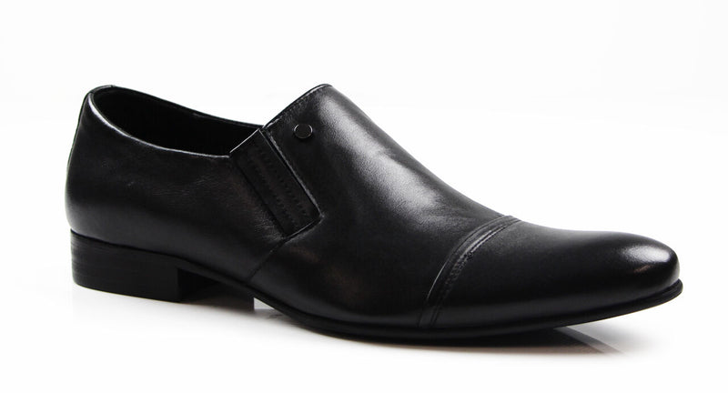 Mens Zasel Sami Black Leather Work Formal Casual Dress Loafers Slip On Men Shoes