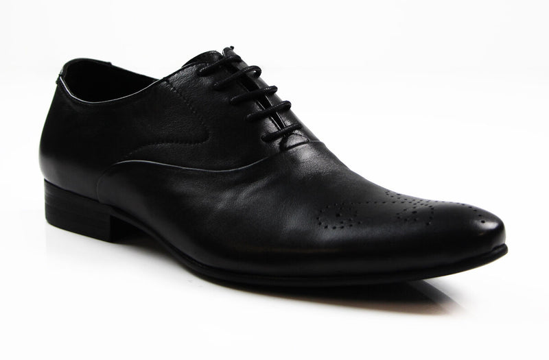 Mens Zasel Justin Black Leather Lace Up Work Formal Casual Work Dress Shoes