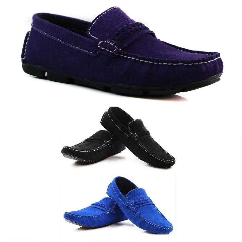 Mens Zasel Cruze Blue Black Purple Suede Leather Casual Boat Deck Loafers Shoes