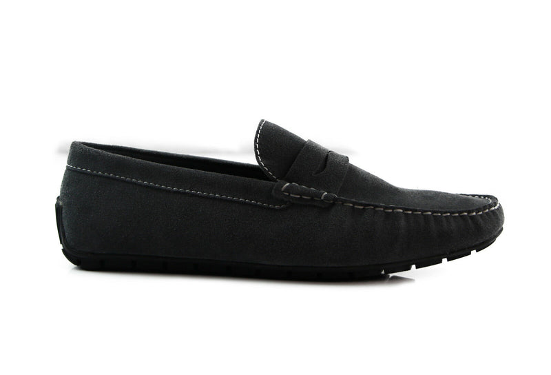 Mens Zasel Breeze Suede Leather Casual Dark Grey Slip On Boat Deck Shoes