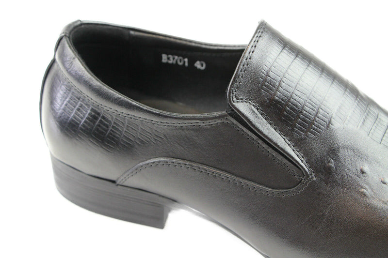Mens Zasel Blazer Leather Black Leather Slip On Casual Dress Formal Work Shoes
