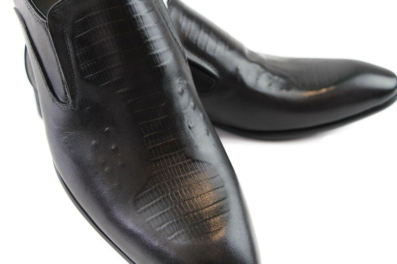 Mens Zasel Blazer Leather Black Leather Slip On Casual Dress Formal Work Shoes
