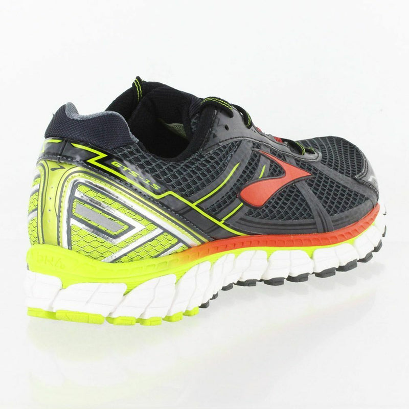 Mens Brooks Adrenaline Gts 15 Black Lime Orange Runner Training Trainners Shoes
