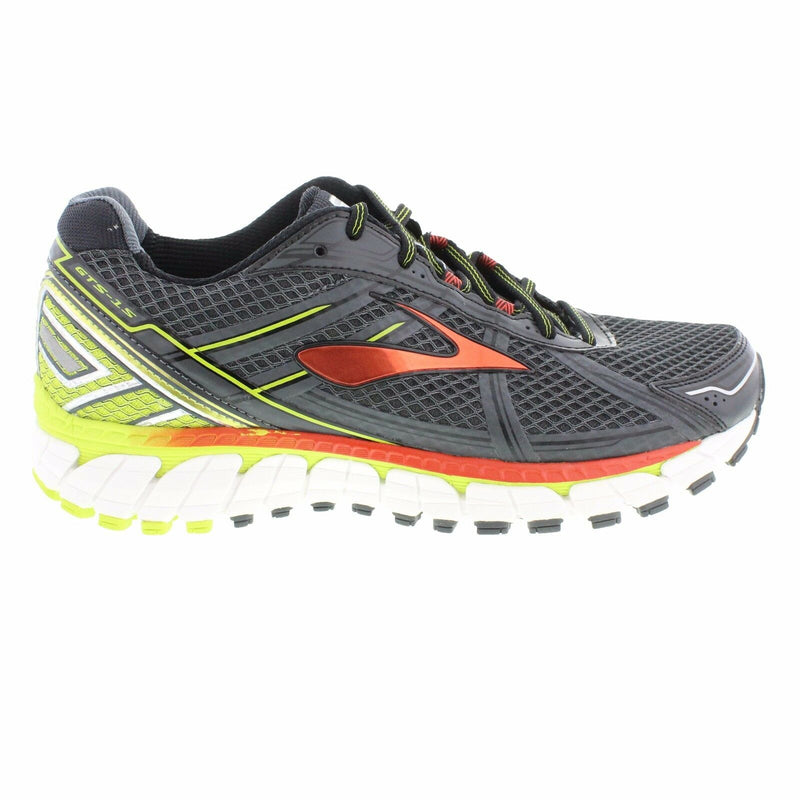 Mens Brooks Adrenaline Gts 15 Black Lime Orange Runner Training Trainners Shoes