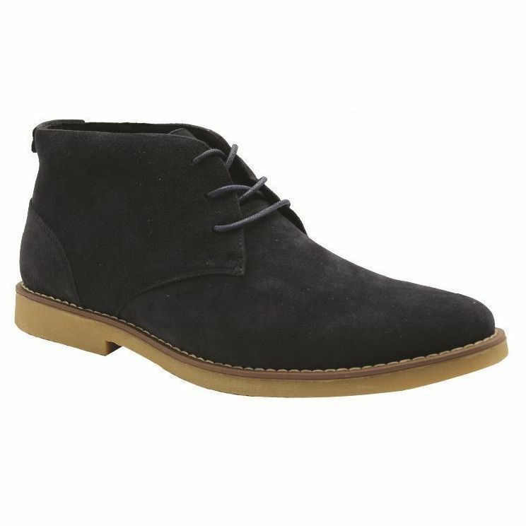 Mens Grosby Miln Navy Dress Work Lace Up Suede Shoes Boots