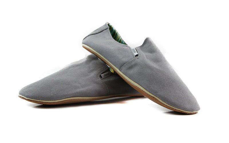 Mens Cotton Canvas Slip On Flat Black Brown White Blue Navy Grey Casual Shoes