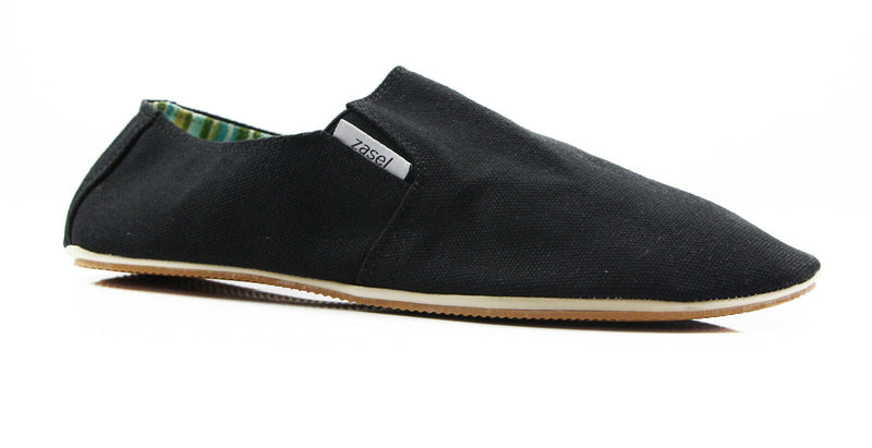 Mens Cotton Canvas Slip On Flat Black Brown White Blue Navy Grey Casual Shoes