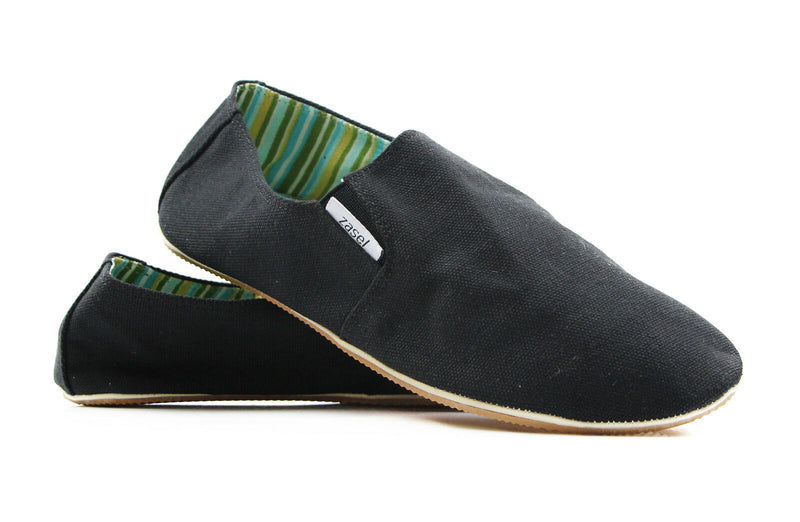 Mens Cotton Canvas Slip On Flat Black Brown White Blue Navy Grey Casual Shoes