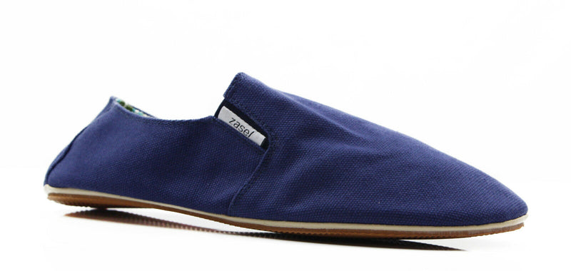 Mens Zasel Cotton Canvas Easy Slip On Flat Black Brown White Blue Casual Shoes