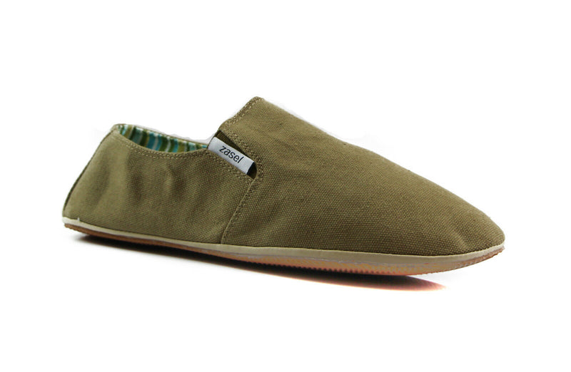 Mens Cotton Canvas Slip On Flat Black Brown White Blue Navy Grey Casual Shoes