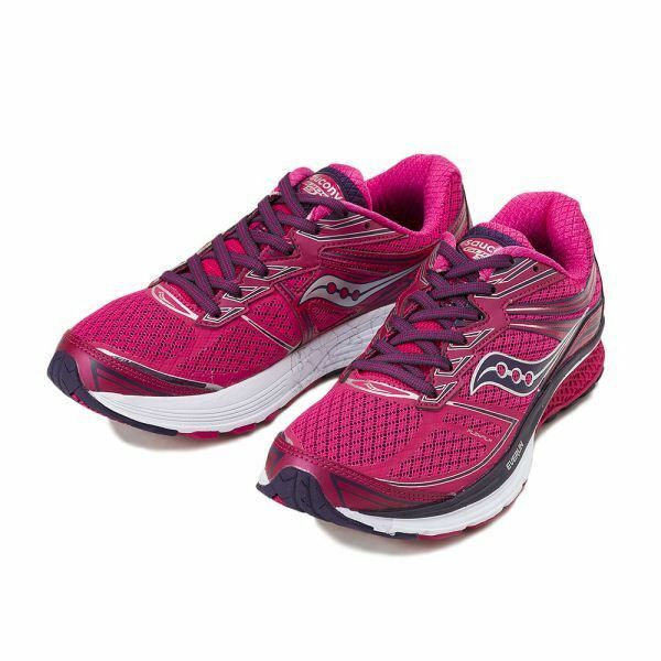 Saucony Womens Guide 9 Pink Silver White Purple Running Gym Training Shoes