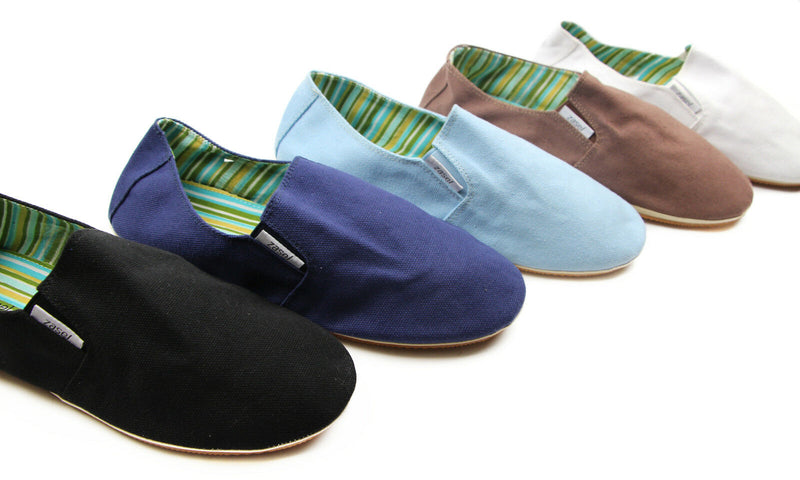 Mens Zasel Cotton Canvas Easy Slip On Flat Black Brown White Blue Casual Shoes