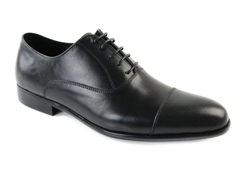 Zasel Danny Black Leather Lace Up Dress Casual Work Everyday Mens Mens Shoes