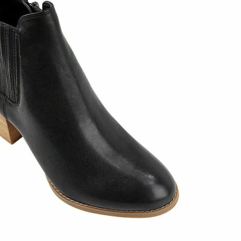 Hush Puppies Tilda Boots Black Womens Shoes Leather High Heel Thick Heels Ankle