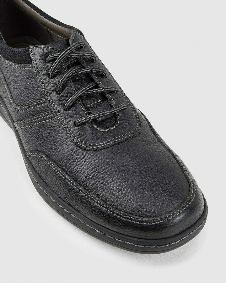 Mens Hush Puppies Elkhound Mt Oxford Leather Extra Wide Black Shoes
