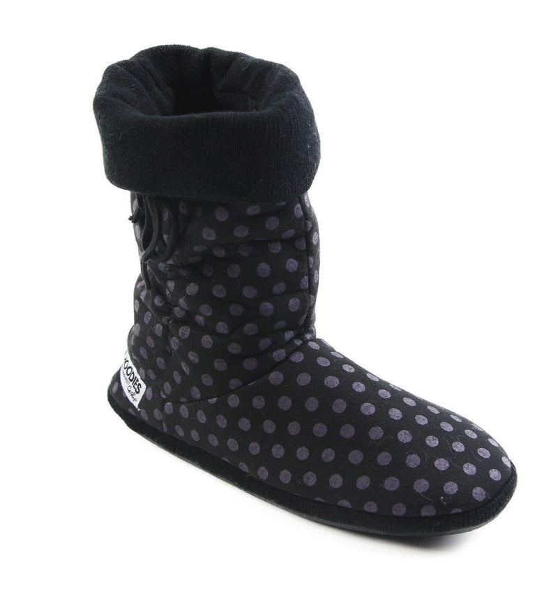 Womens Grosby Hoodies Boots Spotted Slouch Black Purple Slippers