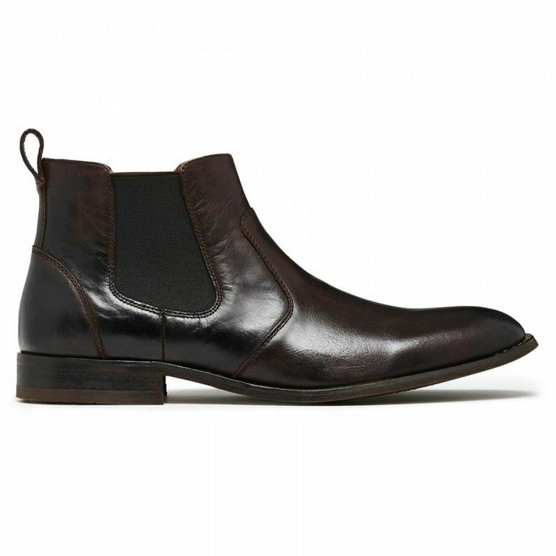 Julius Marlow Harry Boots Black Brown Oily Pull On Leather Chelsea Shoes Boot
