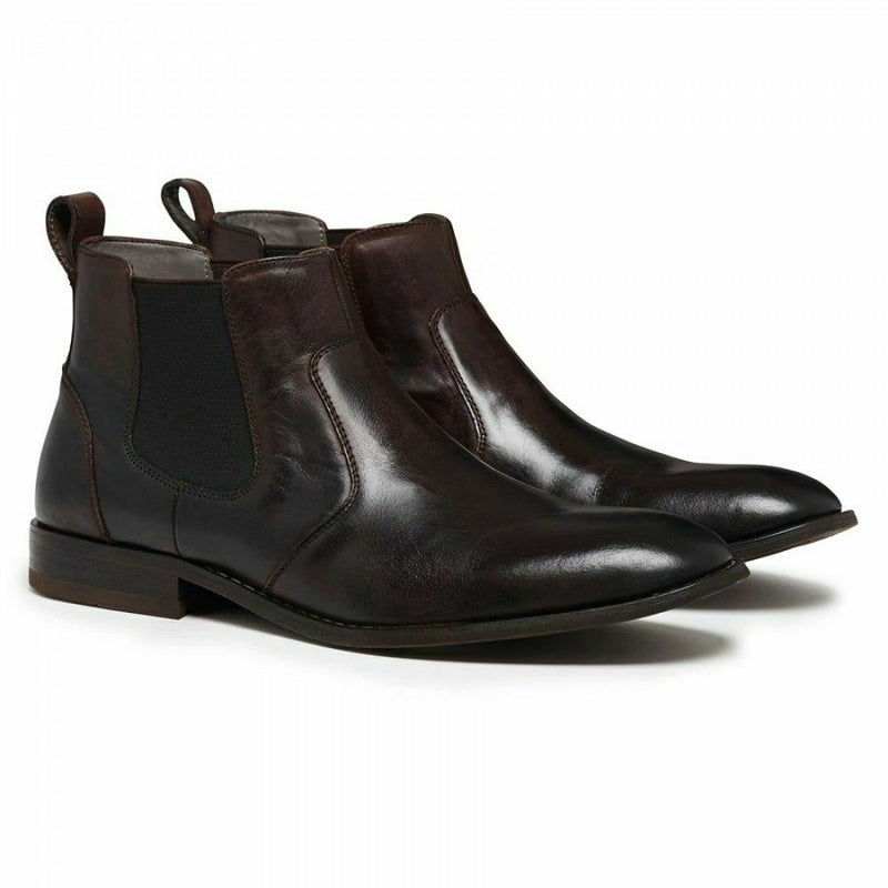 Julius Marlow Harry Boots Black Brown Oily Pull On Leather Chelsea Shoes Boot