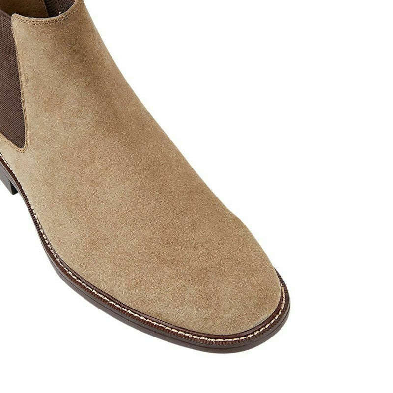 Hush Puppies Hanger Boots Mens Slip On Pull Shoes Leather Brown Taupe Suede Boot