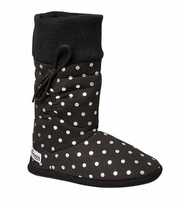 Womens Grosby Black/Silver Spots Boot Slippers Black/Silver Spots