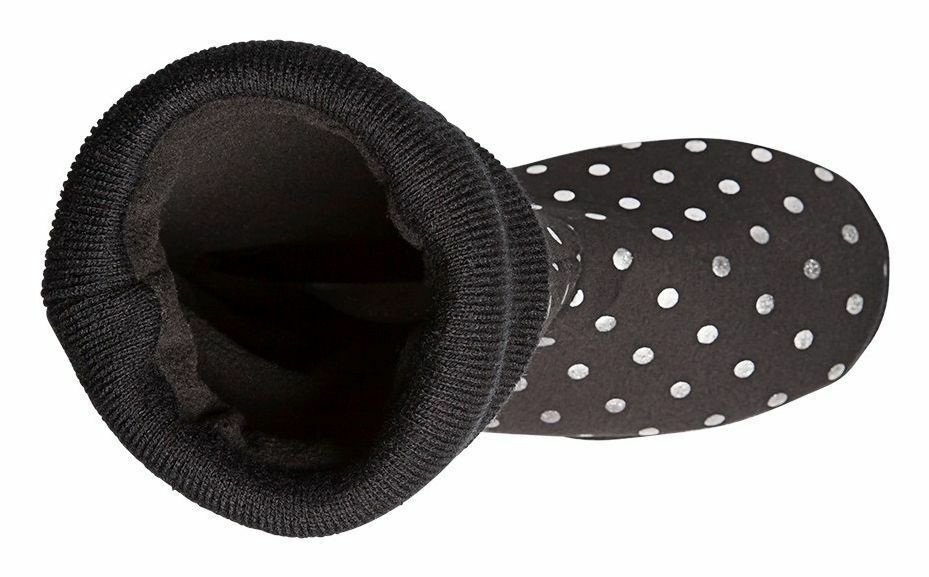 Womens Grosby Black/Silver Spots Boot Slippers Black/Silver Spots