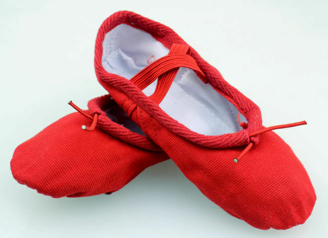 Canvas Ballet Dance Kids Girls Womens Ladies Slipper Shoes Black Pink White Red