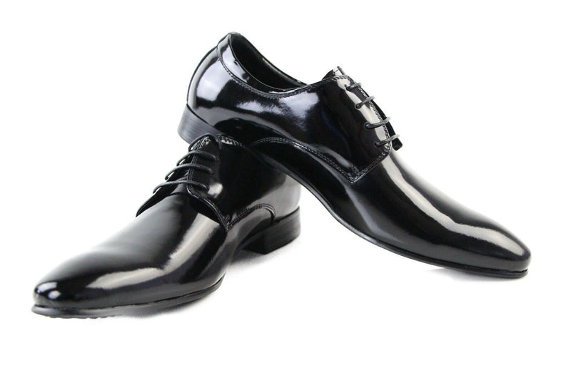 Zasel Bond Patent Shiny Black Leather Lace Up Dress Work Mens Wedding Men Shoes