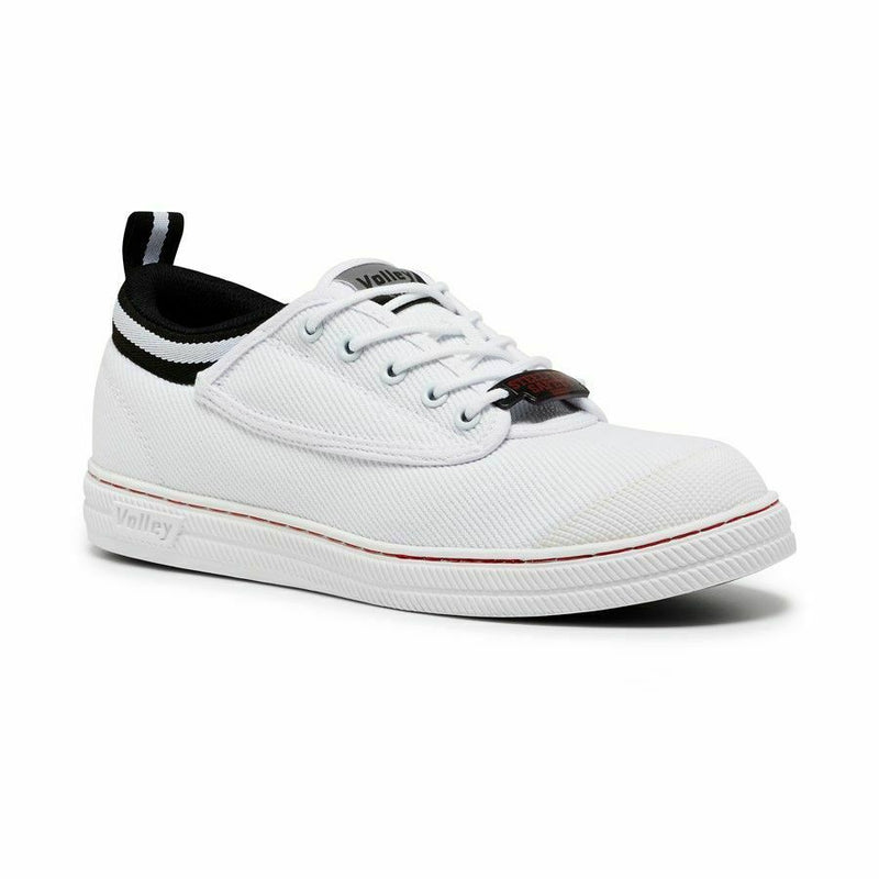 Volley Safety Steel Cap Mens Toe Caps Volleys Work Lace Shoes - White/ Black