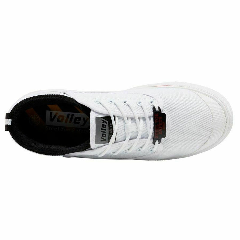 Volley Safety Steel Cap Mens Toe Caps Volleys Work Lace Shoes - White/ Black