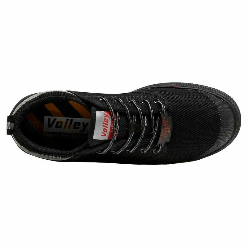 Volley Safety Steel Cap Mens Toe Caps Volleys Work Lace Shoes - Black/ Grey