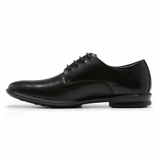 Mens Hush Puppies Cale Black Tan Burnish Leather Lace Up Work Formal Mens Shoes