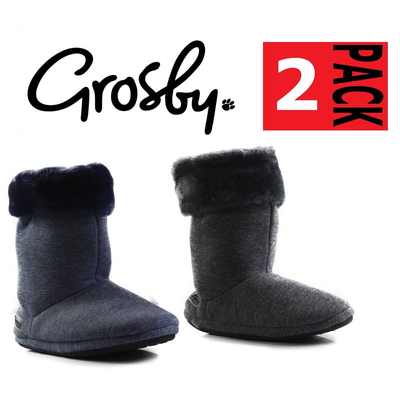 2 Pairs X Womens Grosby Hoodies Boots Plush Fluffy