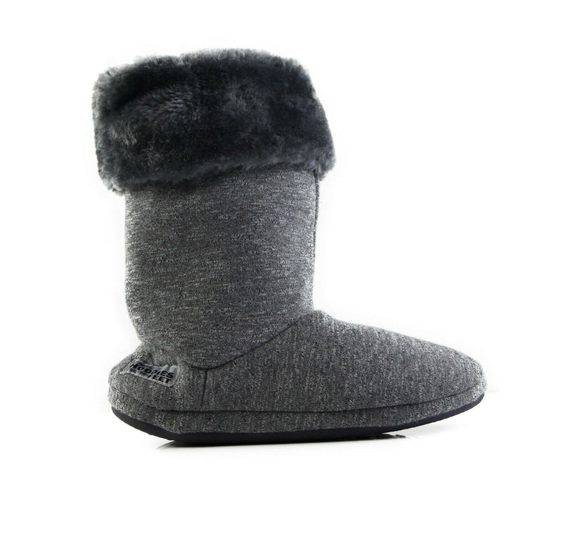 Womens Grosby Hoodies Boots Plush Fluffy Grey Slippers