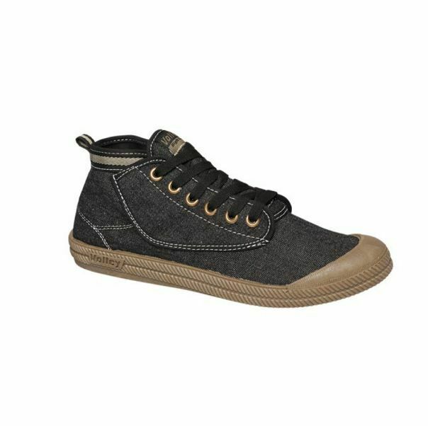 Mens Volley Hi Leap Black Denim/Gum International Volleys Casual Canvas Shoes