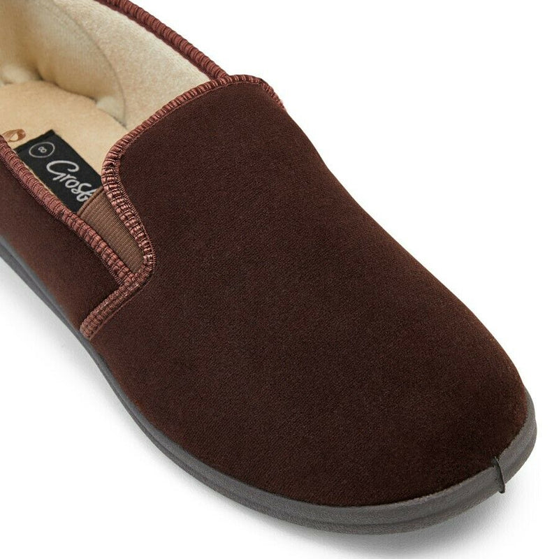 Grosby Percy Slippers Mens Shoes Casual Slip On Moccasins Navy Chocolate