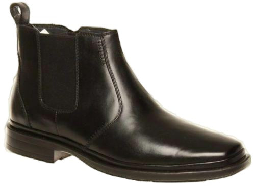 Mens Hush Puppies Deacon Extra Wide Mens Black Leather Work Boots With Zip