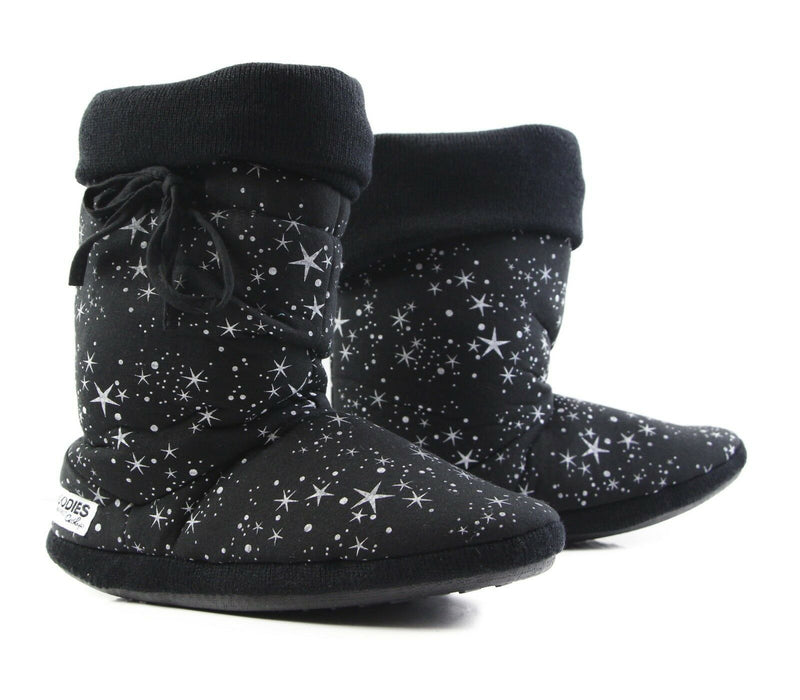 Womens Grosby Hoodies Boots Universe Black White Stars Slippers