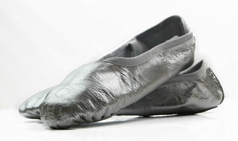 Leather Ballet Girls Womens Dance Shoes Kids Slippers Flats - Silver Pink Black