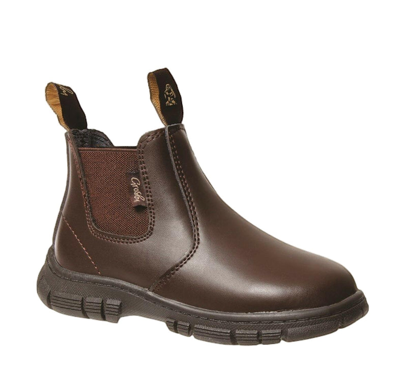 Grosby Ranch Junior Boys Boots Black / Brown Jnr School Leather Slip On Shoes