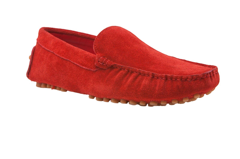Mens Zasel Summer Boat Shoes Red Suede Casual Slip On Deck Driving Grip Loafers
