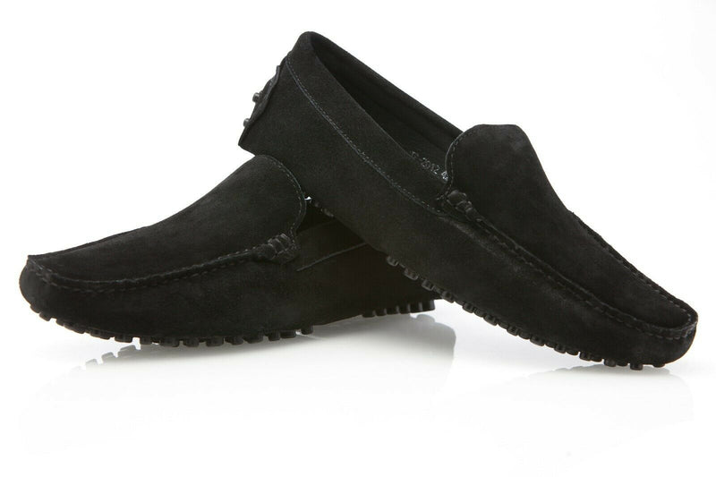 Mens Zasel Summer Boat Shoes Black Suede Casual Slip On Deck Driving Grip Loafers