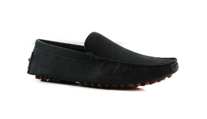 Mens Zasel Summer Boat Shoes Dark Grey Suede Casual Slip On Deck Grip Loafers