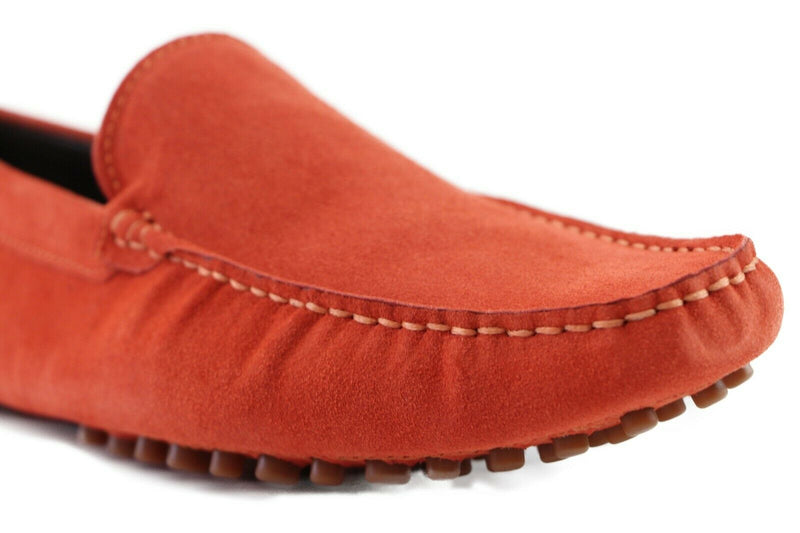 Mens Zasel Summer Boat Shoes Orange Suede Casual Slip On Deck Grip Loafers