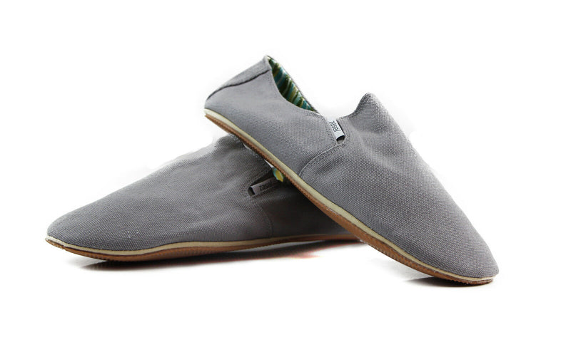Mens Zasel Cotton Canvas Easy Slip On Flat Grey Khaki Army Green Casual Shoes